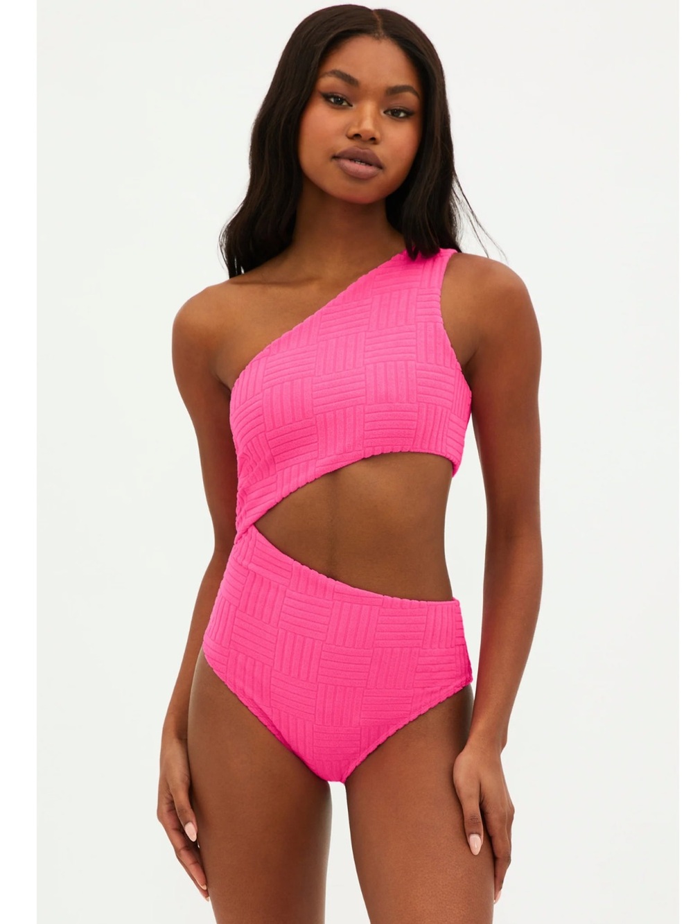 Beach Riot Celine One Piece Strawberry Moon Terry Pink One-Shoulder Swim XL